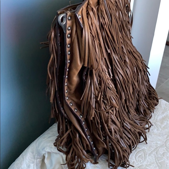 **SOLD** Prada Fringe Brown Leather Tote - Picture 4 of 7